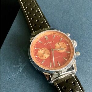NIB Red Mechanical Tophill Pilots Chronograph w Tachymeter